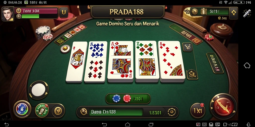 Screenshot PRADA188 menampilkan gameplay Domino yang mendebarkan.